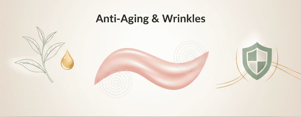 A collection of anti-aging skincare products including retinol and collagen boosting serums
