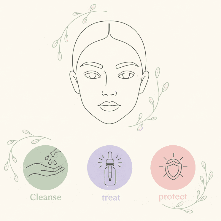 A person applying a face serum as part of simple steps to clear skin
